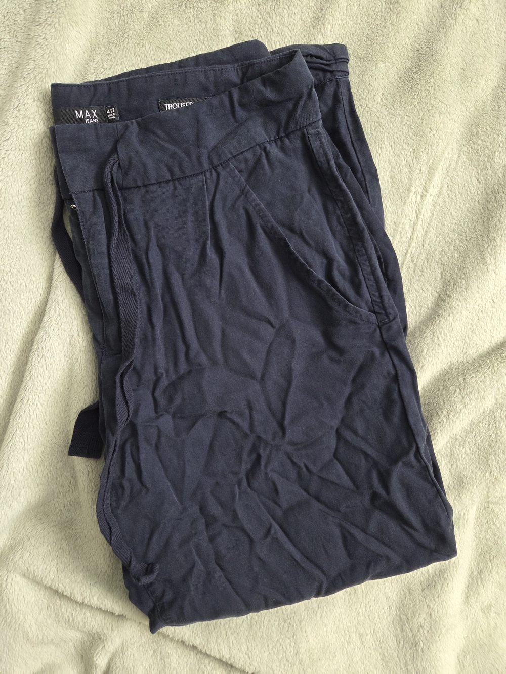 Max Jeans Navy Blue Drawstring Trousers
